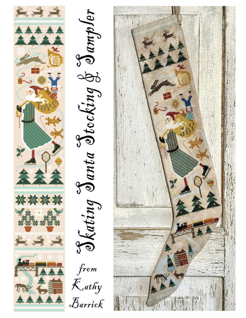 Skating Santa Stocking by Kathy Barrick