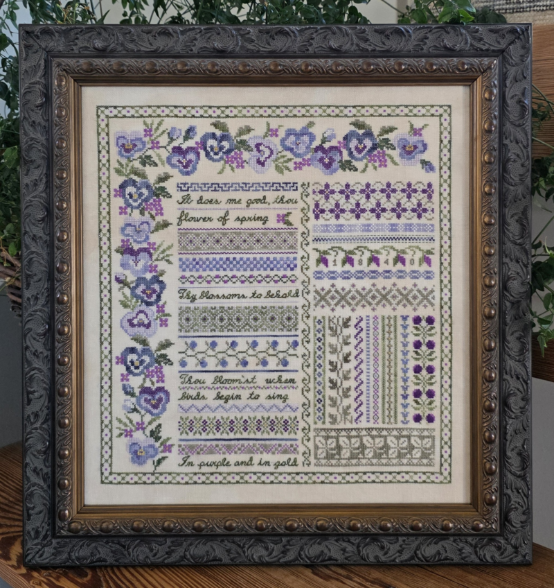 Pansy Garden Sampler by Samplers Not Forgotten