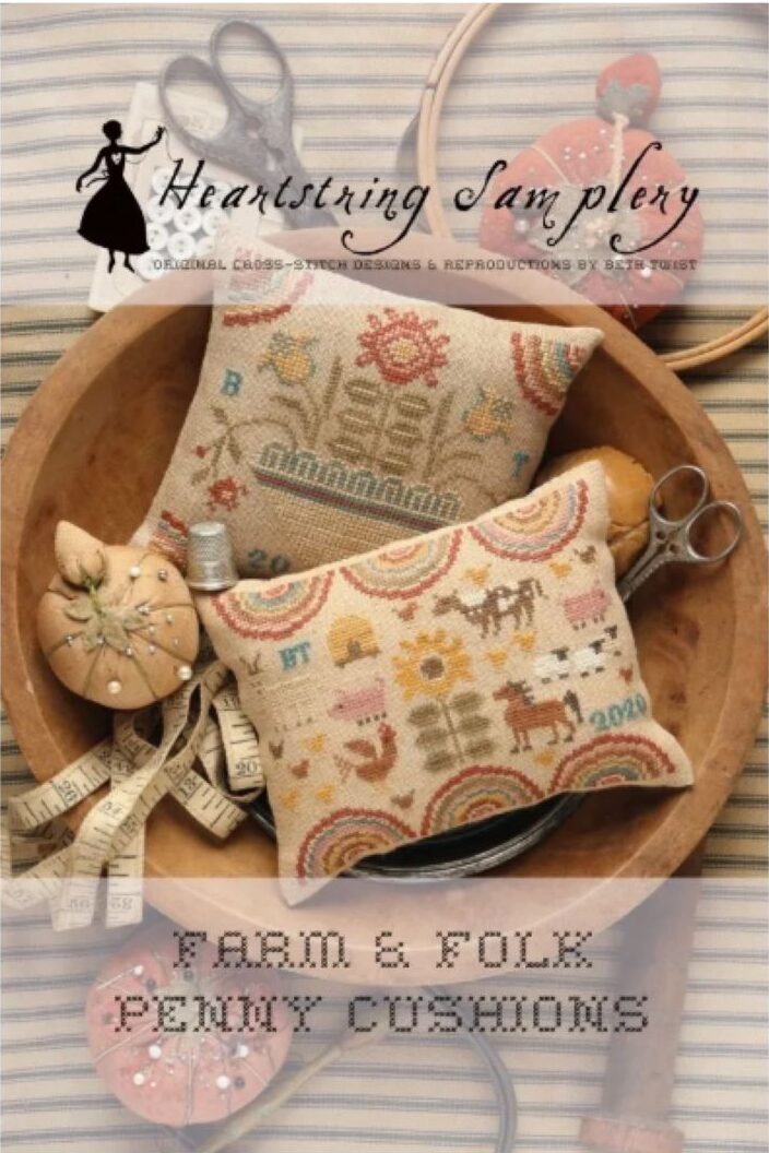 Farm & Folk Penny Cushions by Heartstring Samplery