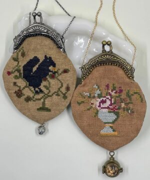 Black Squirrel and Flower Vase Scissors Purses by NeedleMade Designs